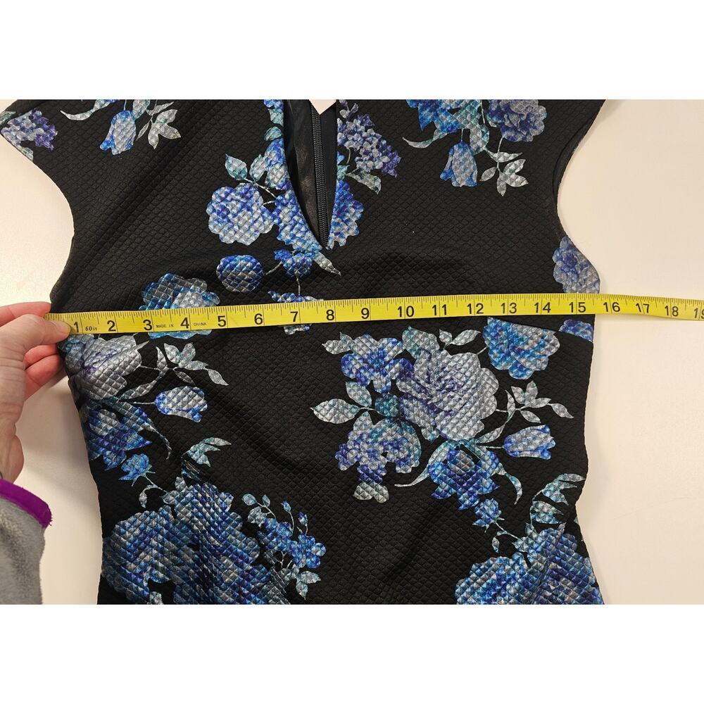 NWT NY&C XS foil navy floral split neck figure fitting gown dress lined chic - Picture 8 of 10